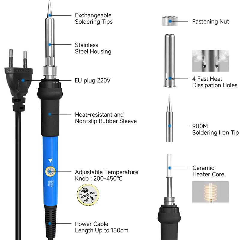مكواة لحام قابلة لتعديل درجة ا - مراجعة Soldering Iron Kit وسعره