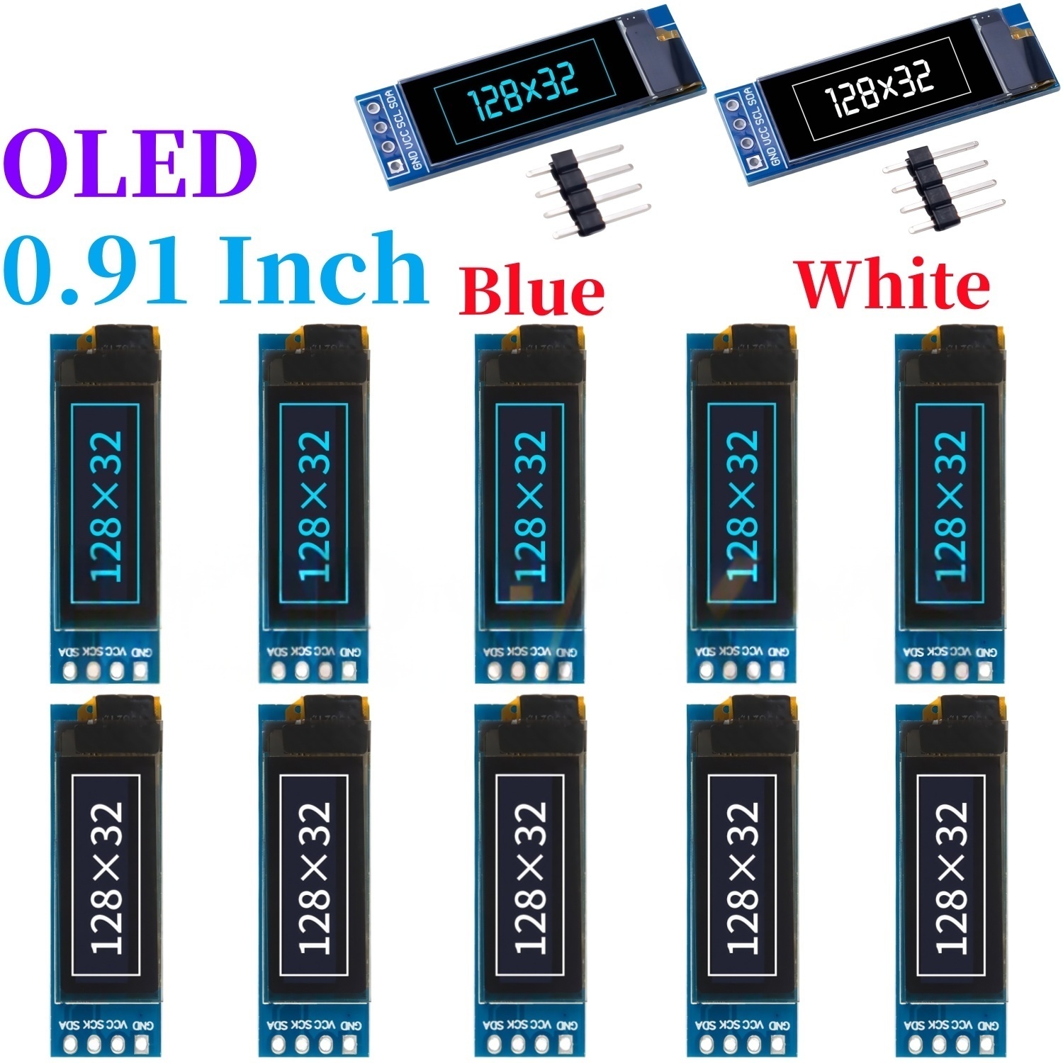 شاشة OLED بيضاء/زرقاء مقاس 0.9 - مراجعة I2C Lcd Display وسعره