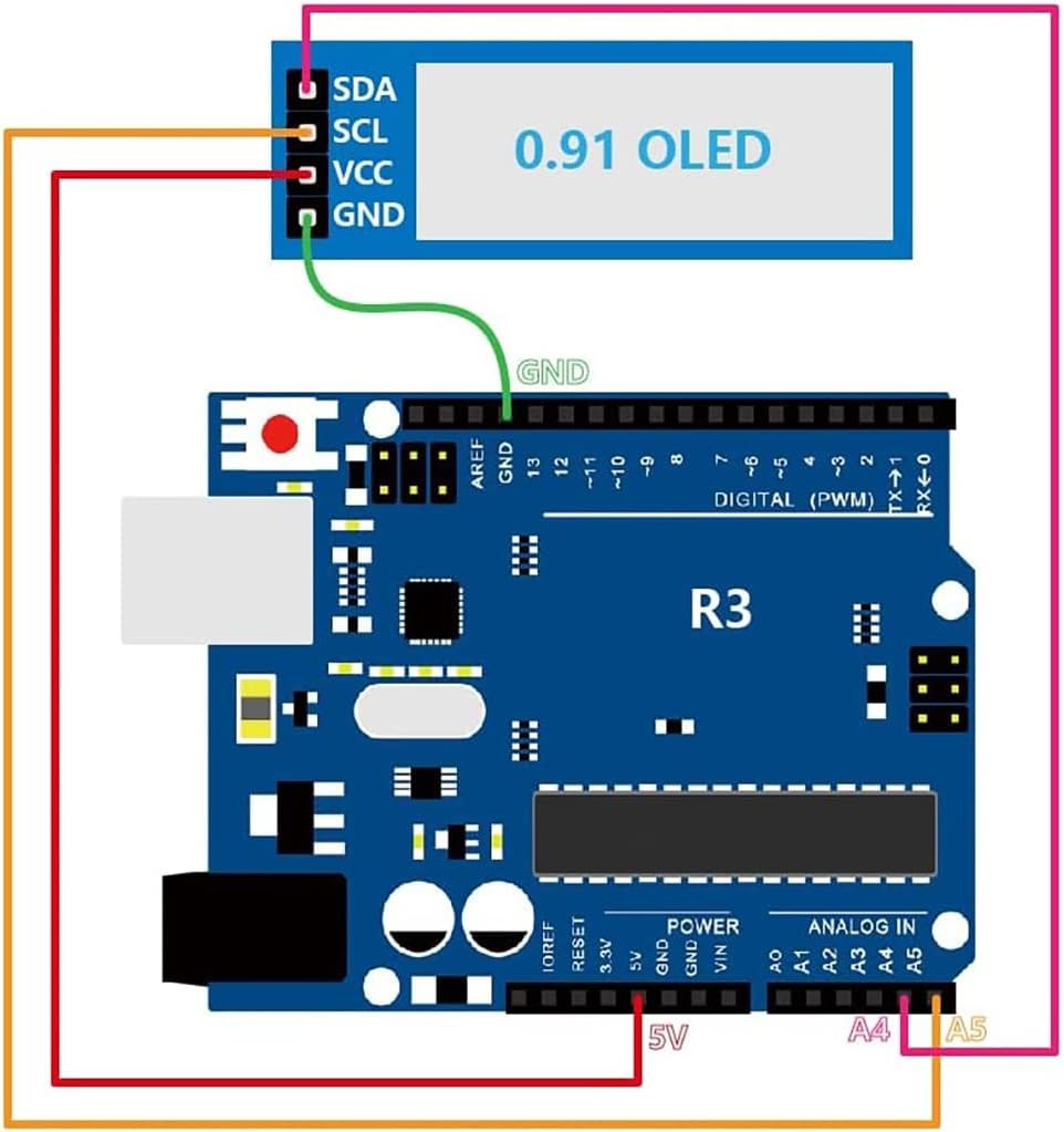 شاشة OLED بيضاء/زرقاء مقاس 0.9 - مراجعة I2C Lcd Display وسعره